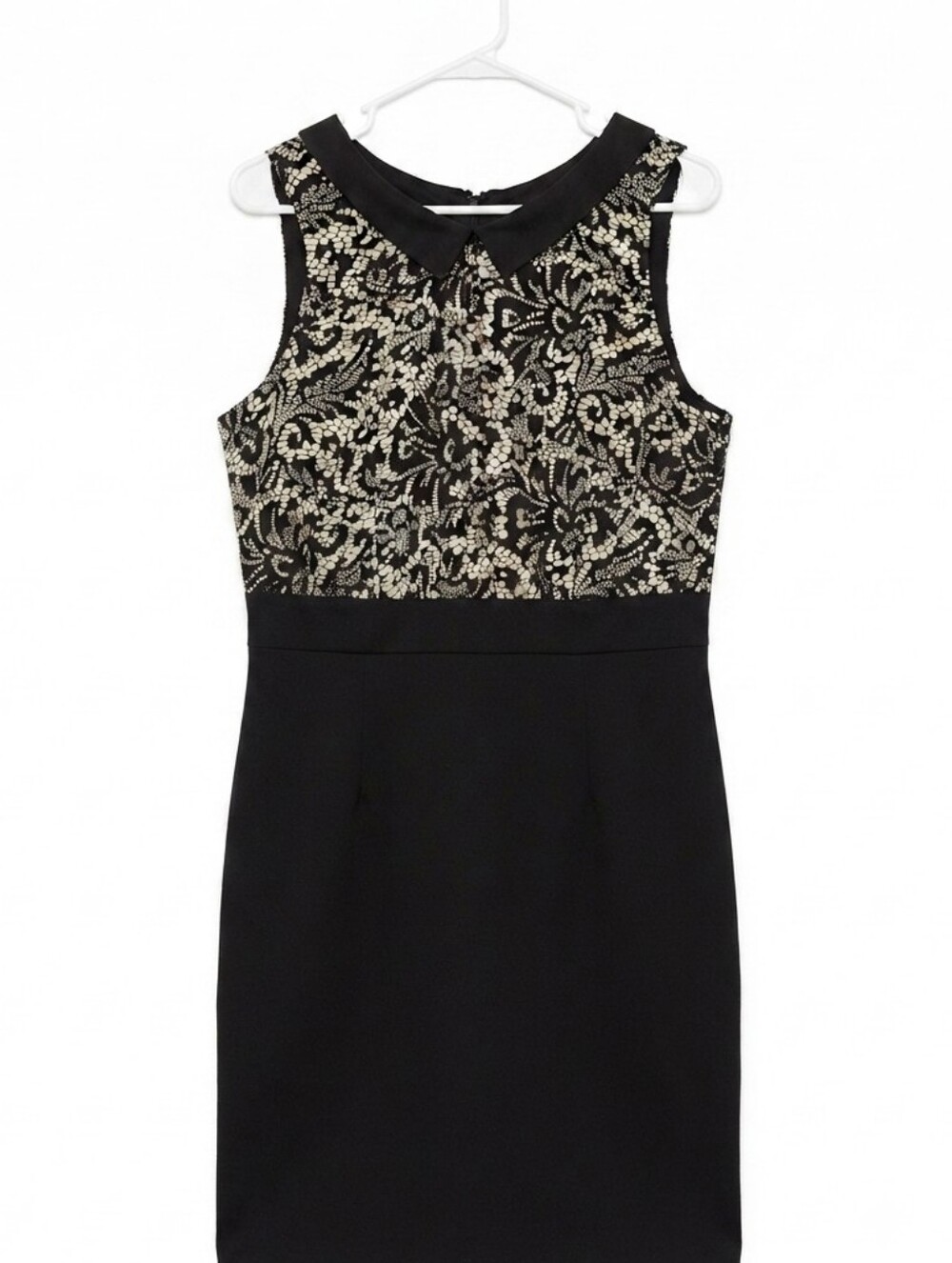 Black Sleeveless Sheath Dress with Beaded Bodice